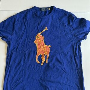 Polo by Ralph Lauren Royal Blue Tee with Vibrant Orange Logo